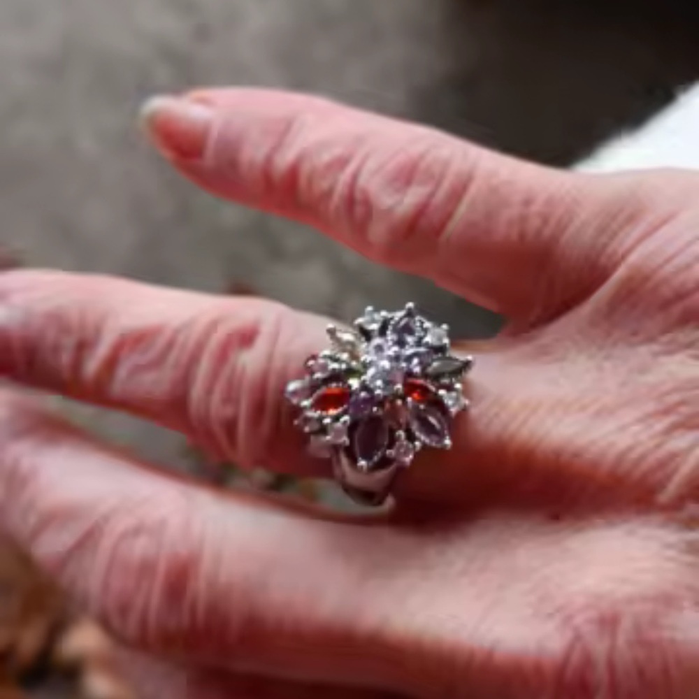 Colorful Crystal Bloom Statement Ring - image 7